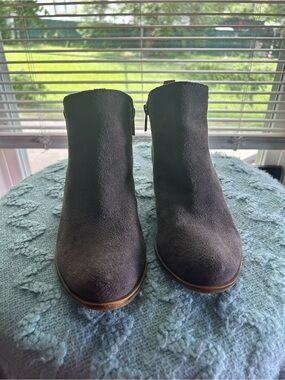 Lucky Brand Black Suede Ankle Heeled Boots